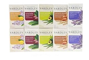 Yardley London Soap Bath Bar Bundle - 10 Bars: English Lavender, Oatmeal and Almond, Aloe and Avocado, Cocoa Butter, Lemon Verbena 4 Ounce Bars (Pack of 10, Two of each)